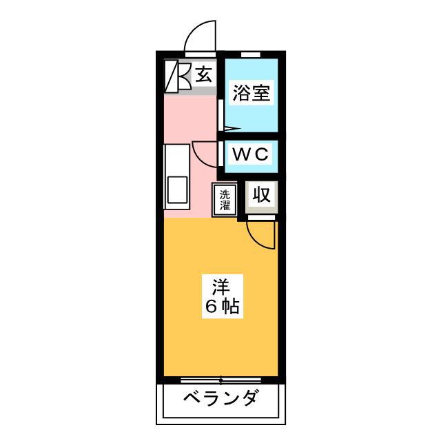 プライム(1K/2階)の間取り写真