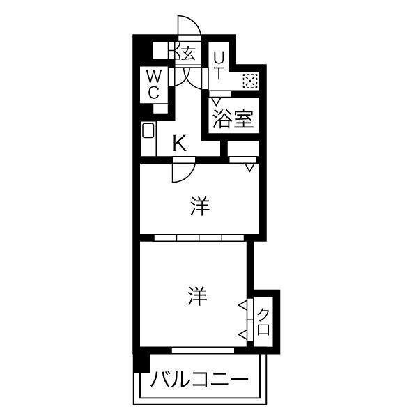 セントラル名古屋(2K/8階)の間取り写真