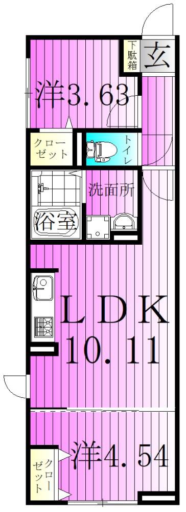 ルリアン綾瀬2(2LDK/1階)の間取り写真