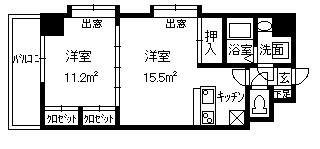 プルメリアハウス(1LDK/2階)の間取り写真