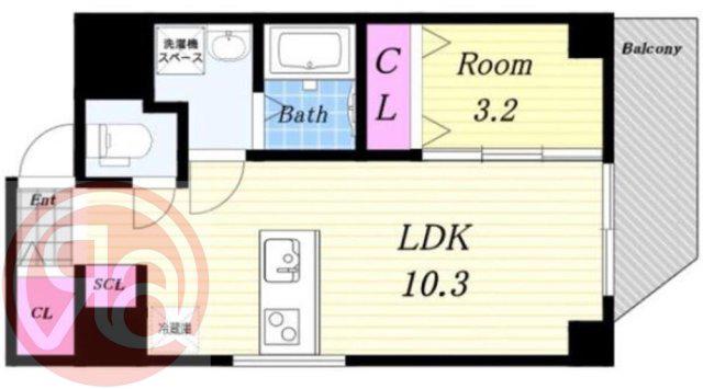 LA BENTEN(1LDK/8階)の間取り写真