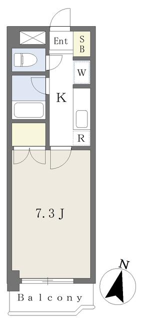 カストール鹿野(1K/4階)の間取り写真