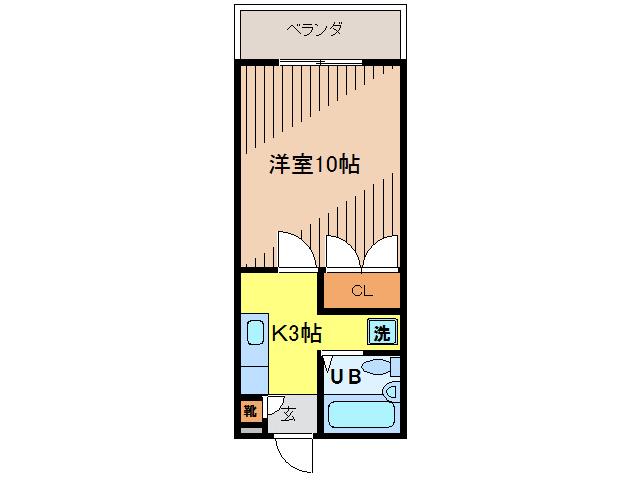 オアシスとみはら(1K/4階)の間取り写真