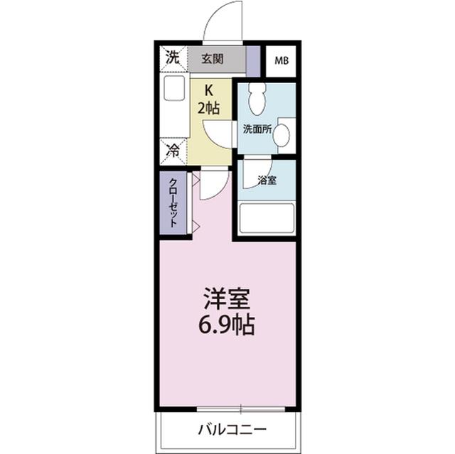 KSマンション桜木町(1K/6階)の間取り写真