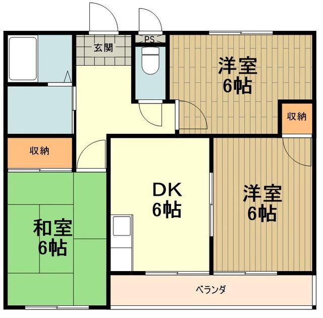 スモールマウンテンハイム(3DK/2階)の間取り写真