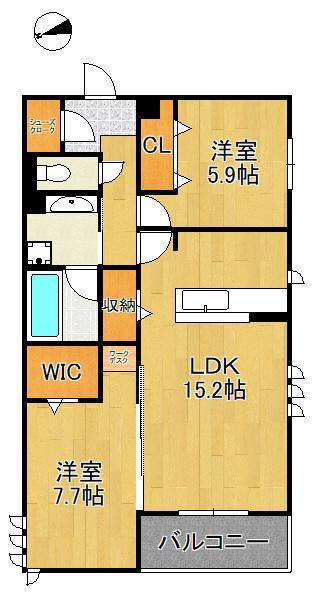 D-ROOM折尾駅前(2LDK/1階)の間取り写真