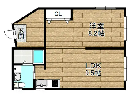 メリアメゾン西真上(1LDK/2階)の間取り写真