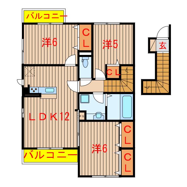 PETITREPOSER A・B(3LDK/2階)の間取り写真