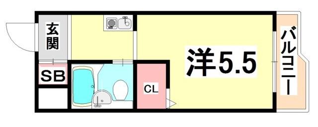メゾンド御影パート1(ワンルーム/3階)の間取り写真