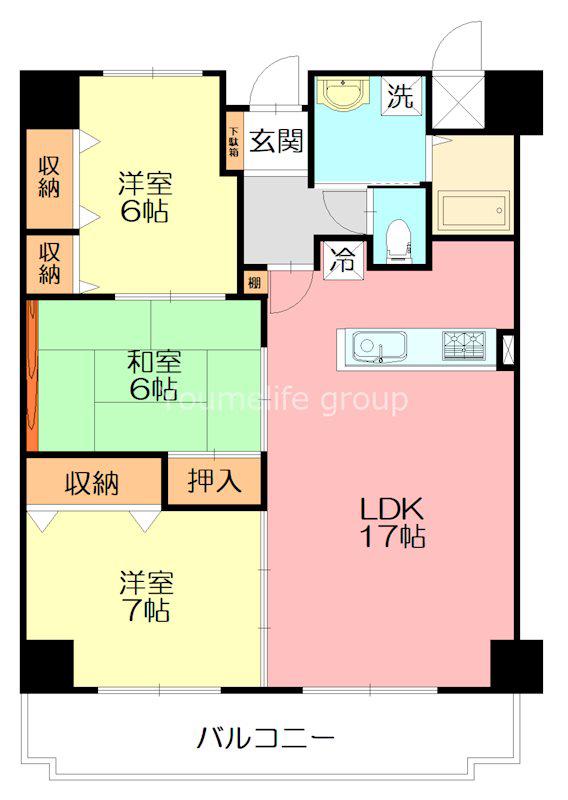 アトラクトマンショントムロ(3LDK/2階)の間取り写真