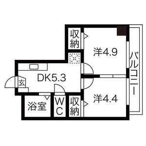 向陽ビル(2DK/2階)の間取り写真