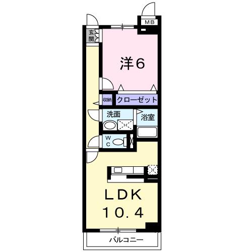 ローズパティオ(1LDK/3階)の間取り写真