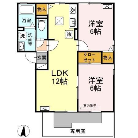 マイルストンFUSO(2LDK/1階)の間取り写真