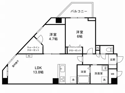 D-ROOM上京区小山町(2LDK/6階)の間取り写真