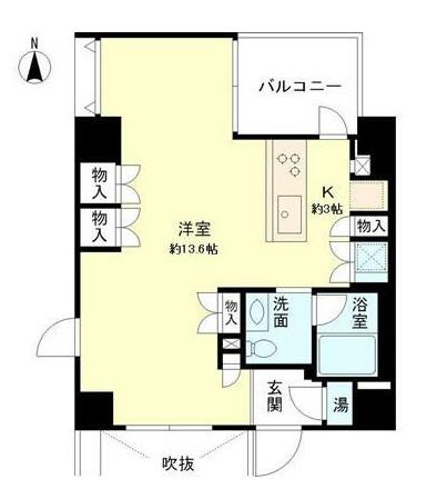 ベルメゾン芝(ワンルーム/6階)の間取り写真