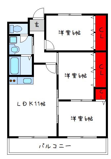 ヴェルドミール山本(3LDK/3階)の間取り写真