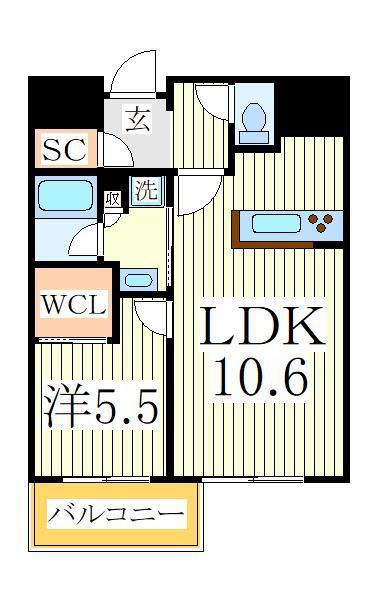 ベルヴュコート柏(1LDK/2階)の間取り写真