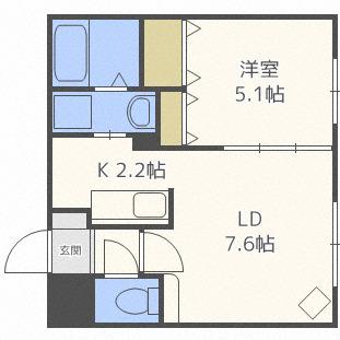 リヴェール元町(1LDK/3階)の間取り写真