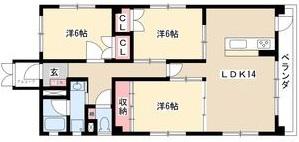 ビラ三秀上前津(3LDK/2階)の間取り写真