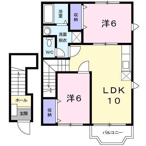 サンハイム江無田A(2LDK/2階)の間取り写真