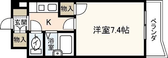 ソレーユ西山(1K/4階)の間取り写真