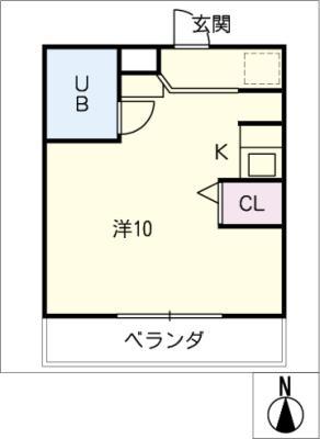 リバーサイドハイツ(ワンルーム/3階)の間取り写真