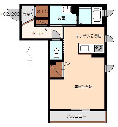 グラン・ブルーO(ワンルーム/2階)の間取り写真