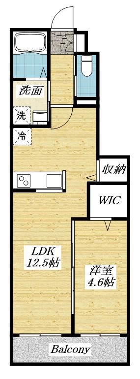 シーズンズ オリーブ(1LDK/1階)の間取り写真