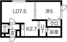 AURORA N.T(1LDK/2階)の間取り写真