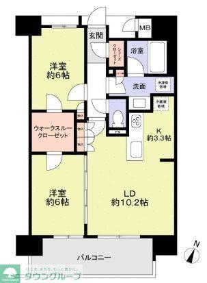 プレミスト北浦和(2LDK/1階)の間取り写真