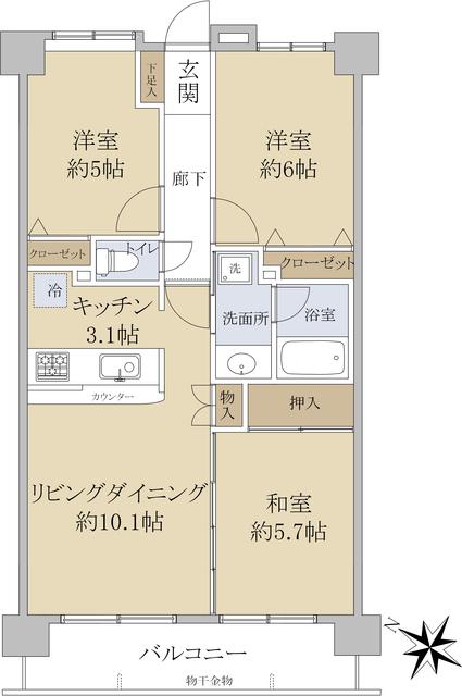 センチュリー川越II(3LDK/3階)の間取り写真