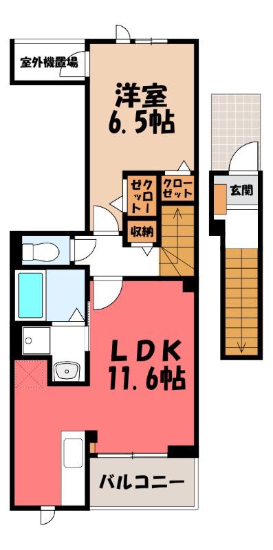 ミルト ブリッサ 大原(1LDK/2階)の間取り写真
