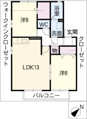 フロントーネA棟(2LDK/1階)の間取り写真