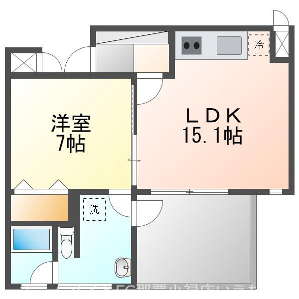 沖縄県那覇市 11階建 築13年(1LDK/5階)の間取り写真