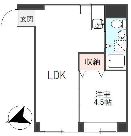 駒形武蔵野マンション(1LDK/9階)の間取り写真