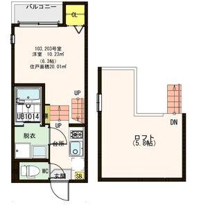ハーモニーテラス福住町(1K/1階)の間取り写真