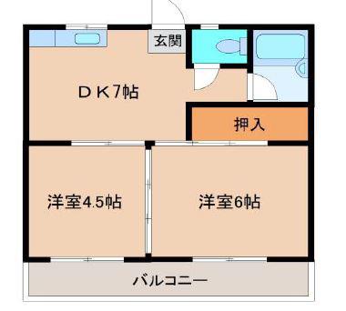 コーポかわの(1LDK/2階)の間取り写真