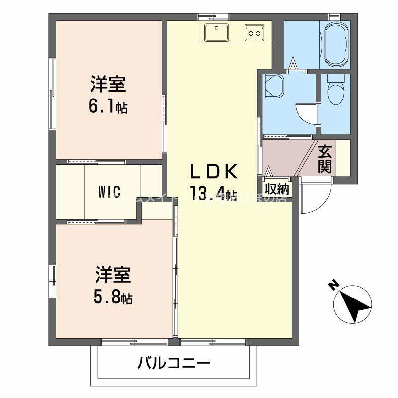 グレースアムール(2LDK/2階)の間取り写真
