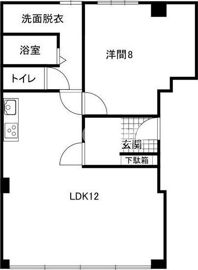 松波ビル(1LDK/2階)の間取り写真