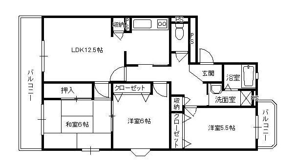 ハイツ伊東(3LDK/4階)の間取り写真