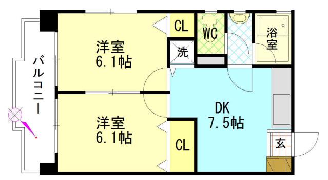 第2柴田ビル(2DK/4階)の間取り写真
