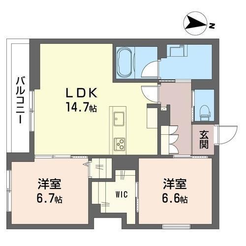 サウスパレス(2LDK/1階)の間取り写真