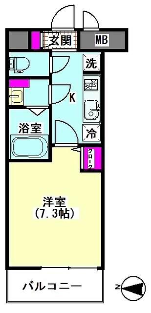 SUZU(1K/3階)の間取り写真