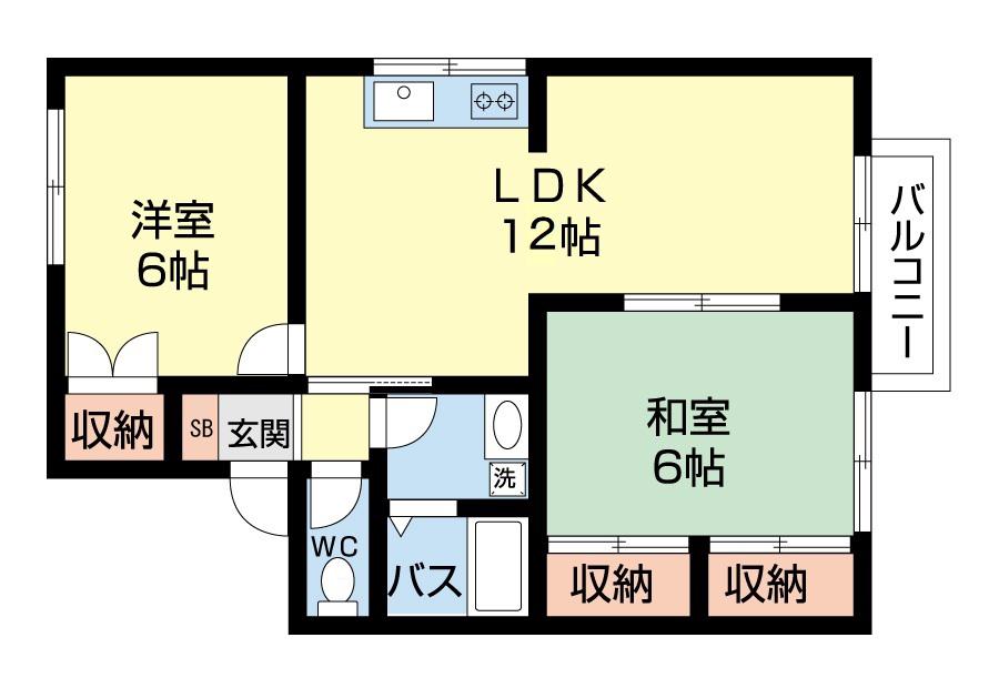セジュール小玉B(2LDK/2階)の間取り写真