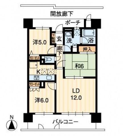 アルファステイツ宮西(3LDK/4階)の間取り写真