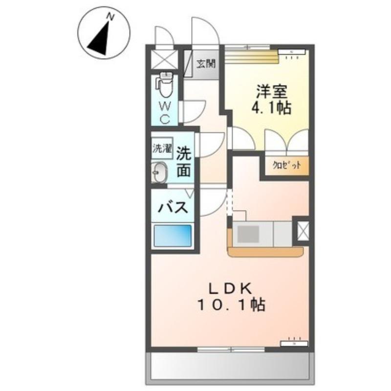 ラティール(1LDK/2階)の間取り写真