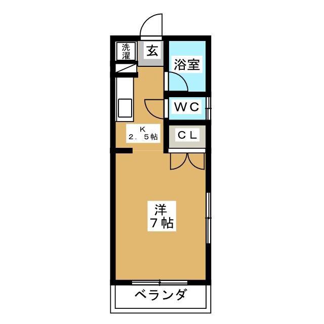 グリーンハウスII(ワンルーム/1階)の間取り写真