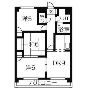 グローリーハイツ(3DK/3階)の間取り写真
