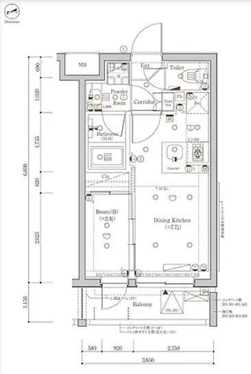 シーフォルム東新宿Ⅱ(1DK/3階)の間取り写真