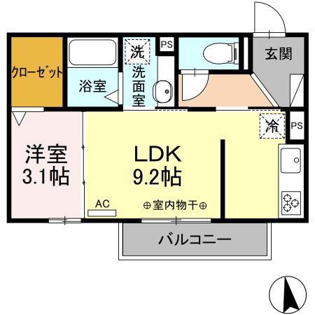 リルビドソニック(1LDK/2階)の間取り写真